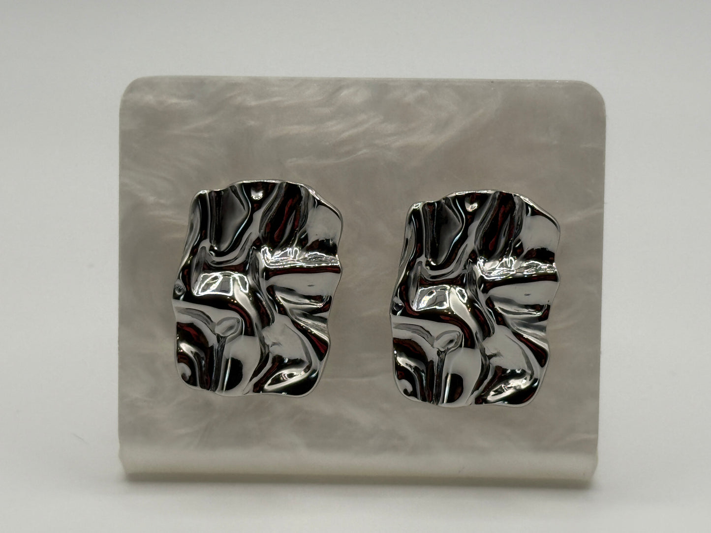 Molten Statement Earrings- White Gold