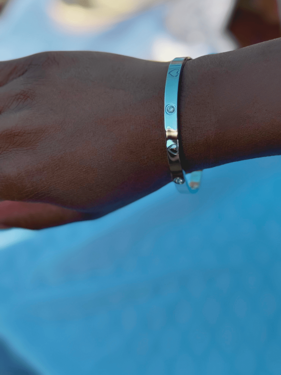 Lustrous Love Bangle- White Gold