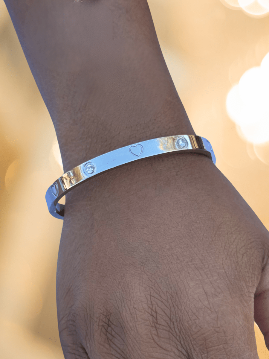 Lustrous Love Bangle- White Gold