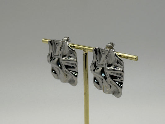Molten Statement Earrings- White Gold