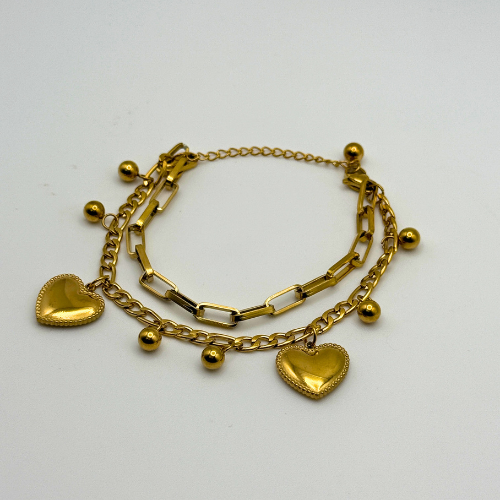 Golden Heart Charm Bracelet