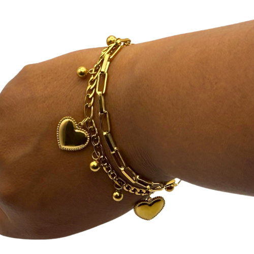 Golden Heart Charm Bracelet