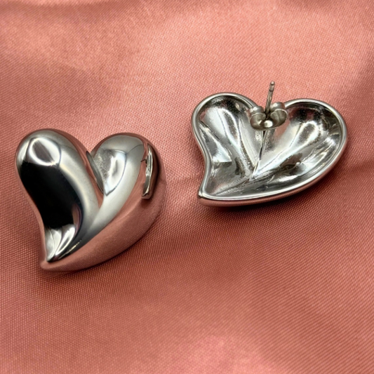 Gilded Heart Earrings Silver