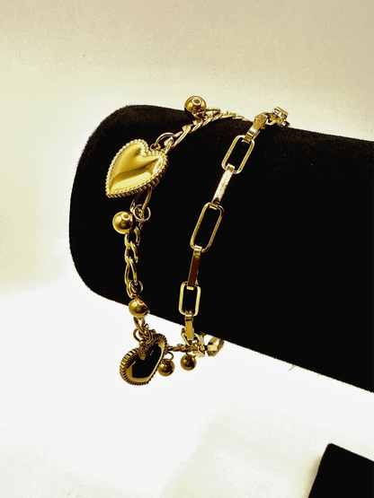 Golden Heart Charm Bracelet